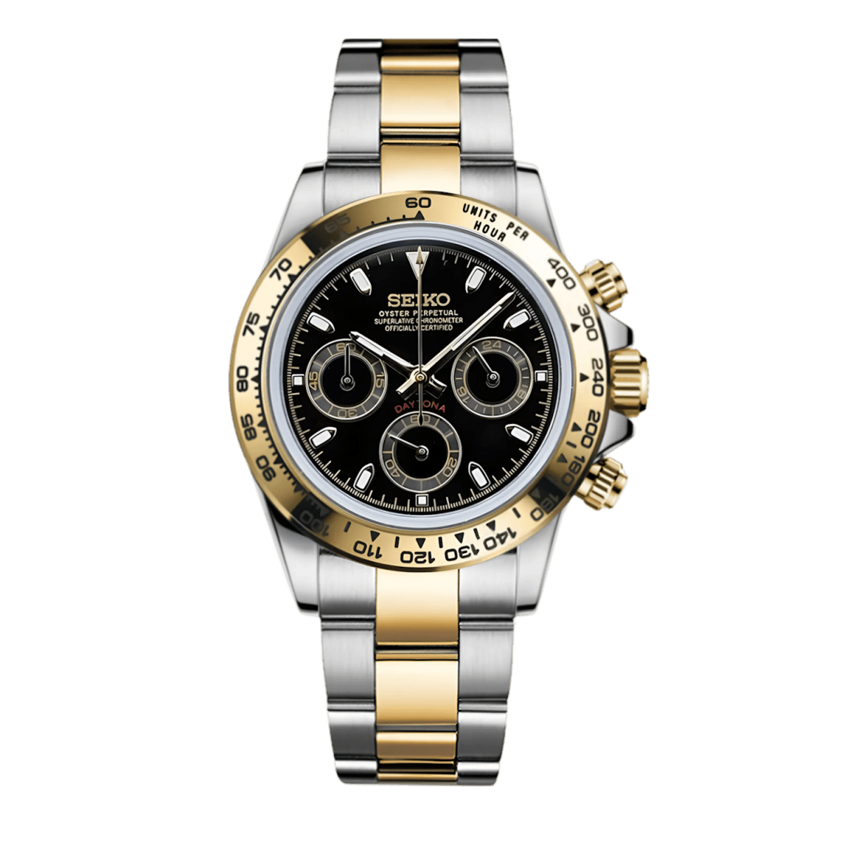 Seiko Daytona Mod (Two - Tone Black) - OnTimeMods