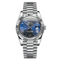 Seiko Day-Date Mod Blue 8285 automatic 39mm sapphire crystal steel bracelet custom watch OnTimeMods