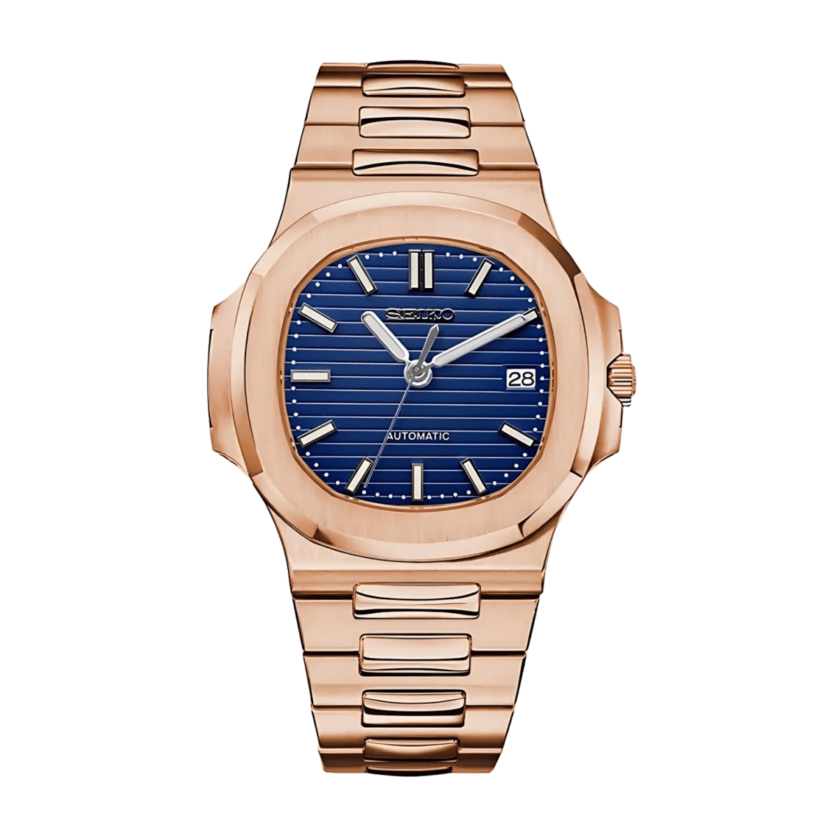 Seiko Nautilus Mod (Rose Gold Navy) - OnTimeMods