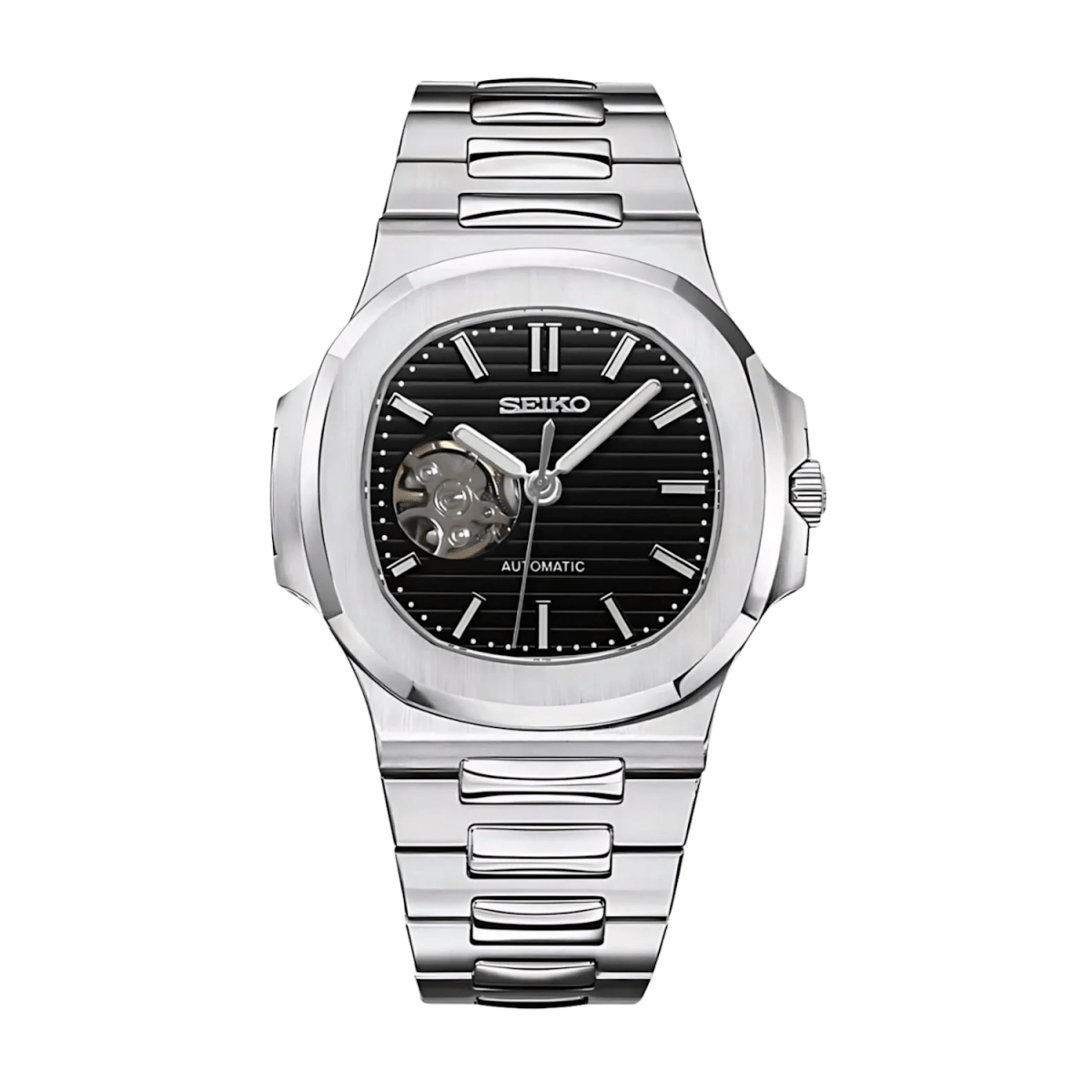 Seiko Nautilus Open - Heart Mod (Black) - OnTimeMods