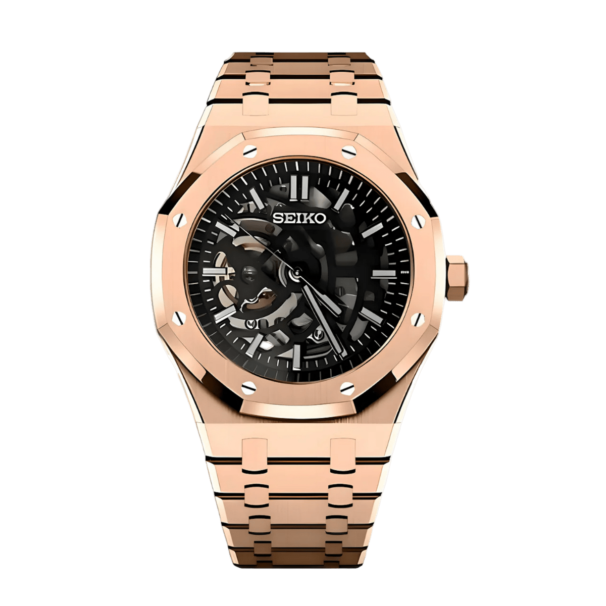 Seiko Royal Oak Mod (Rose Gold Skeleton) - OnTimeMods