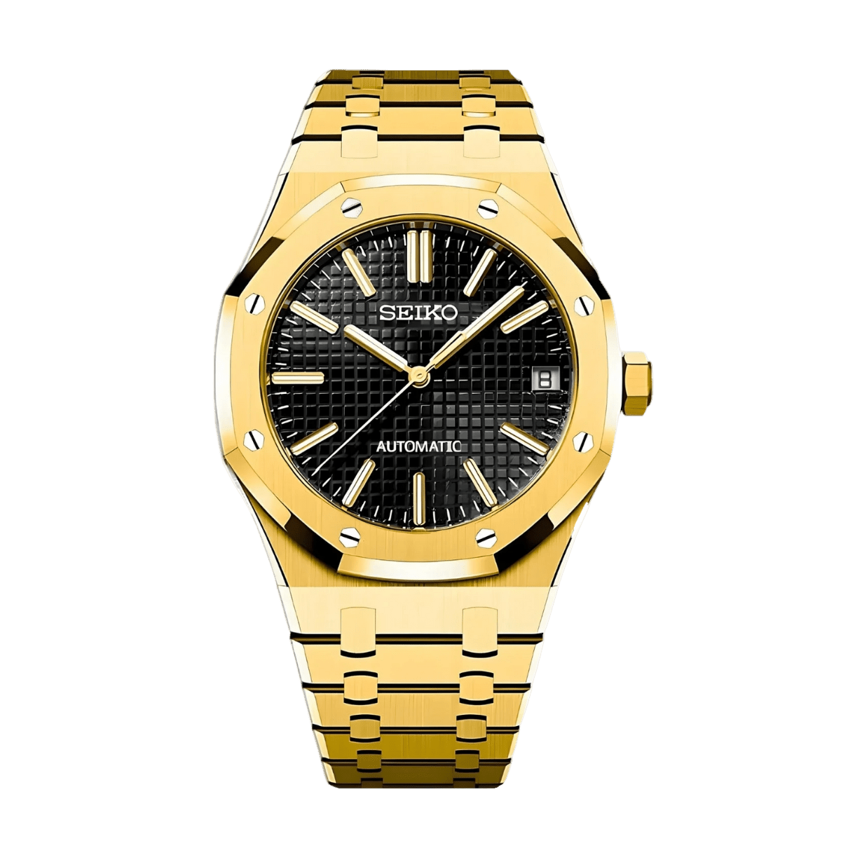 Seiko Royal Oak Mod (Yellow Gold Black) - OnTimeMods